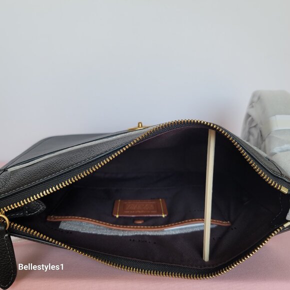 COACH Chaise Pebbled Leather Crossbody Bag- Black color🎈$238. - Picture 13 of 16